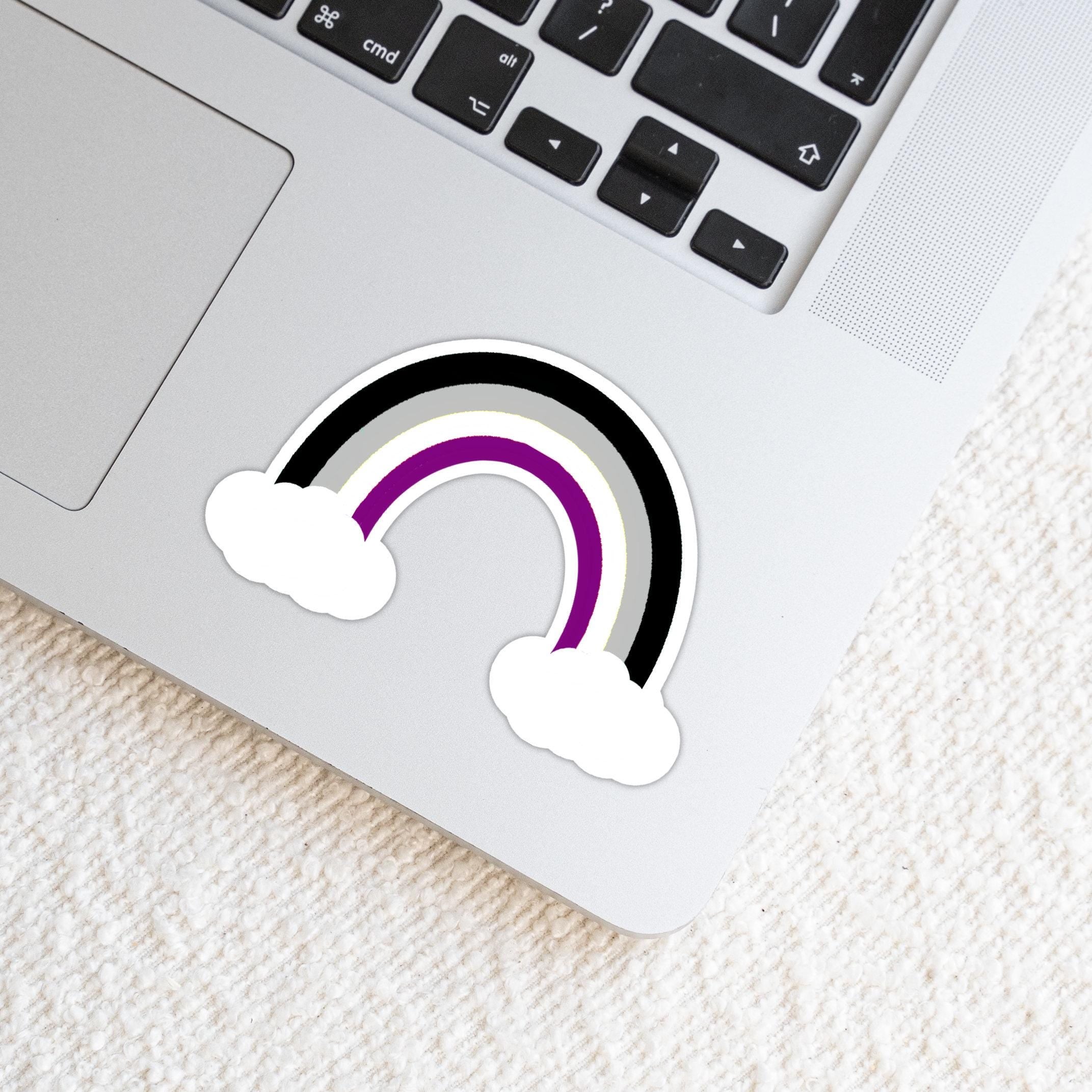 Asexual Rainbow with Clouds Sticker - Weatherproof Vinyl - LGBTQ+ Pride