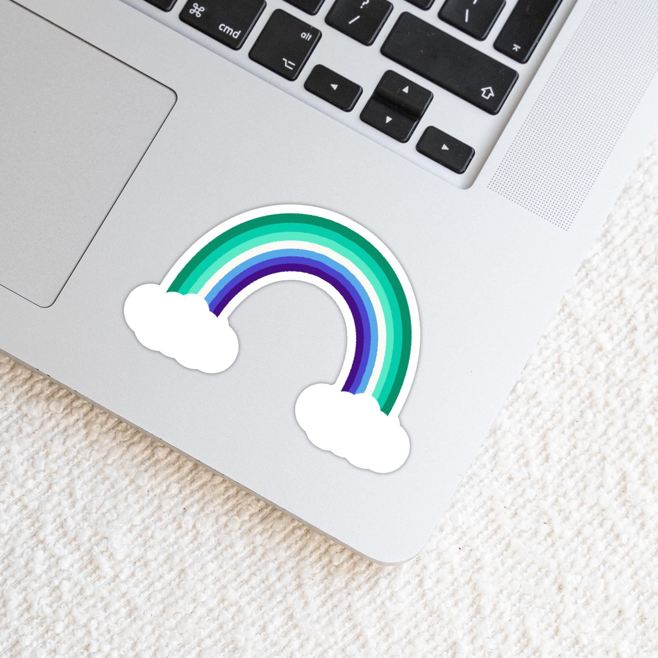 Gay Male Rainbow with Clouds Sticker - Weatherproof Vinyl - LGBTQ+ Pride