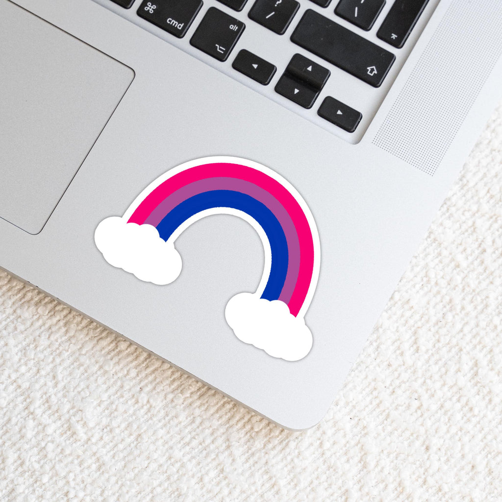 Bisexual Rainbow with Clouds Sticker - Weatherproof Vinyl - LGBTQ+ Pride