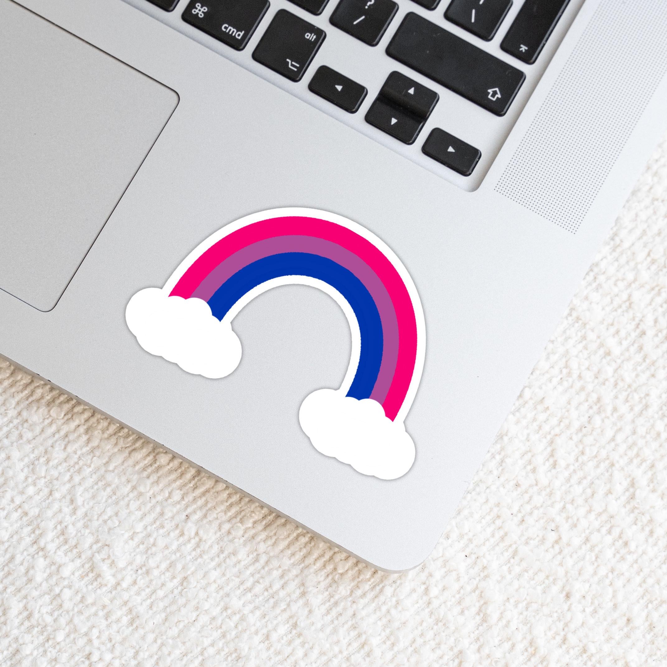 Bisexual Rainbow with Clouds Sticker - Weatherproof Vinyl - LGBTQ+ Pride