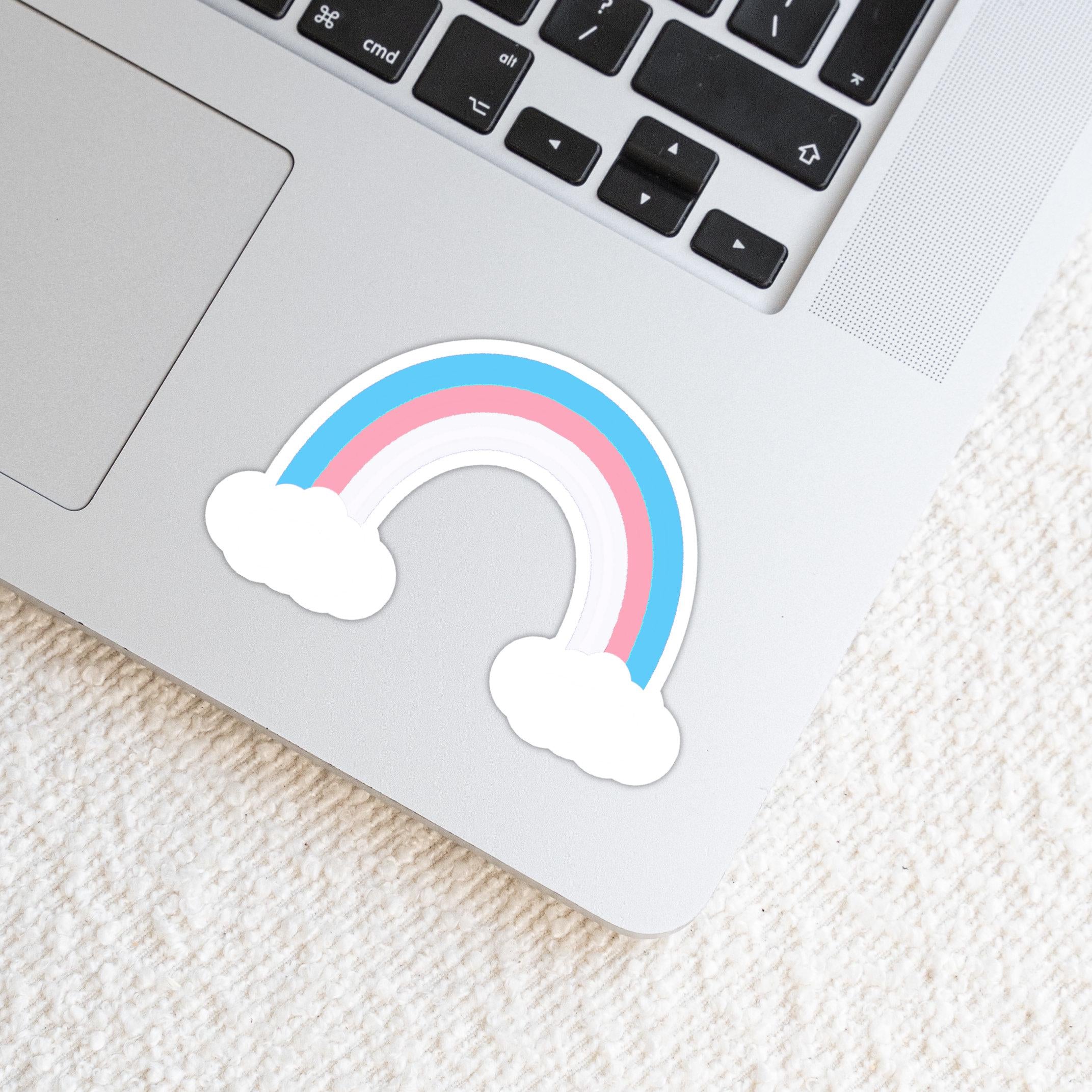 Transgender Rainbow Sticker with Clouds