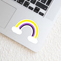 Non-Binary Rainbow with Clouds Sticker - Weatherproof Vinyl - LGBTQ+ Pride