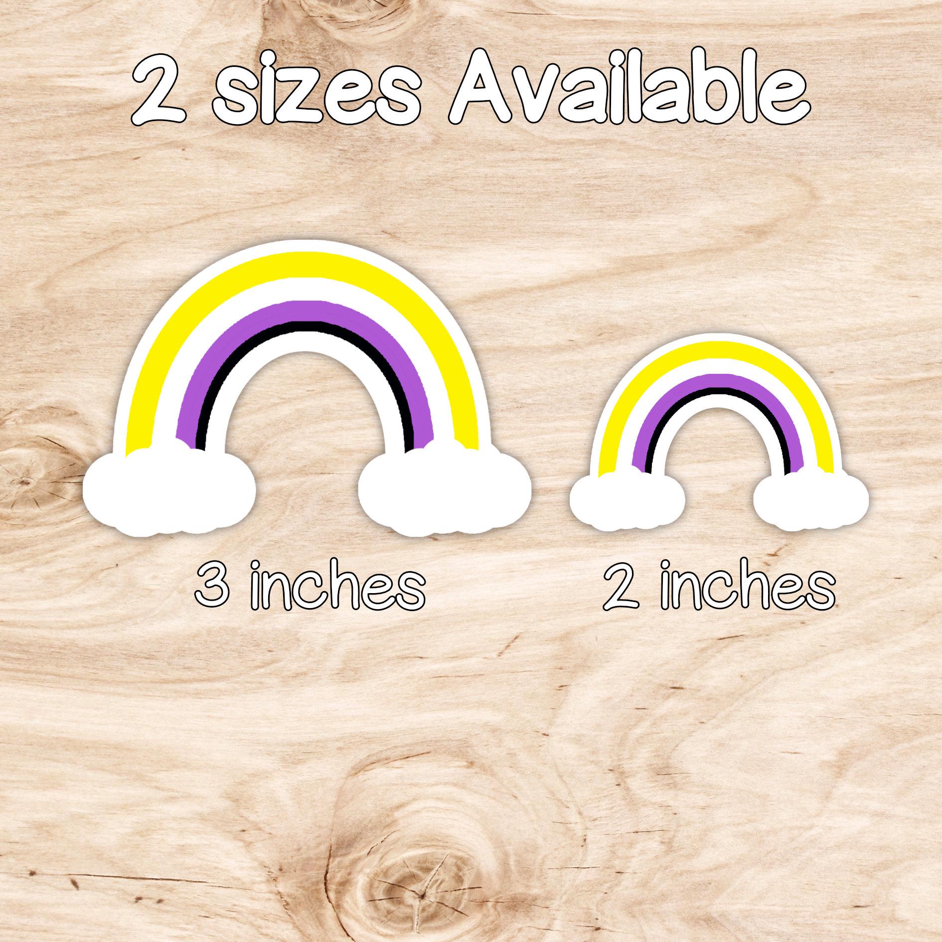 Non-Binary Rainbow with Clouds Sticker - Weatherproof Vinyl - LGBTQ+ Pride