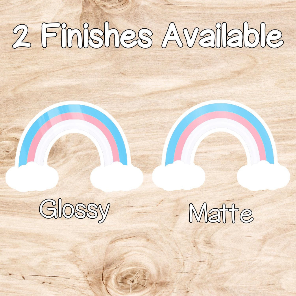 Transgender Rainbow Sticker with Clouds