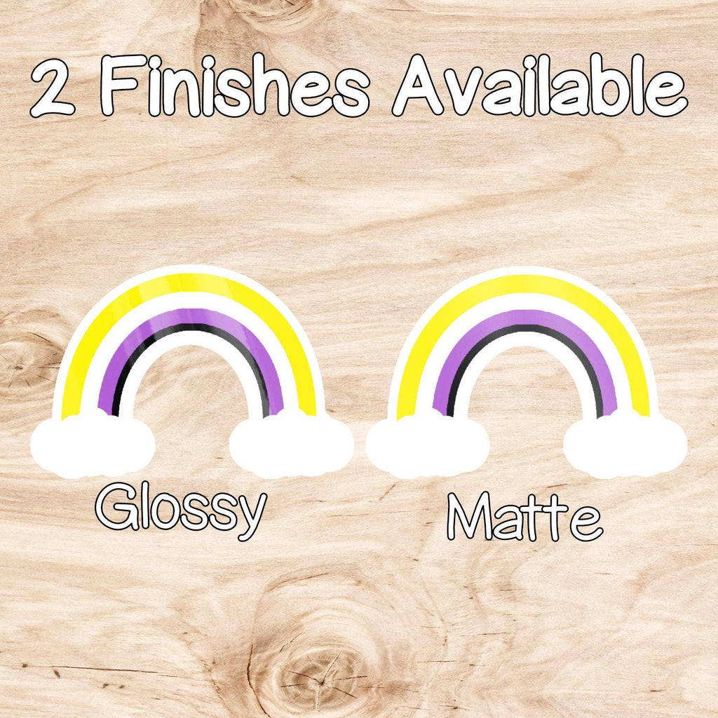 Non-Binary Rainbow with Clouds Sticker - Weatherproof Vinyl - LGBTQ+ Pride