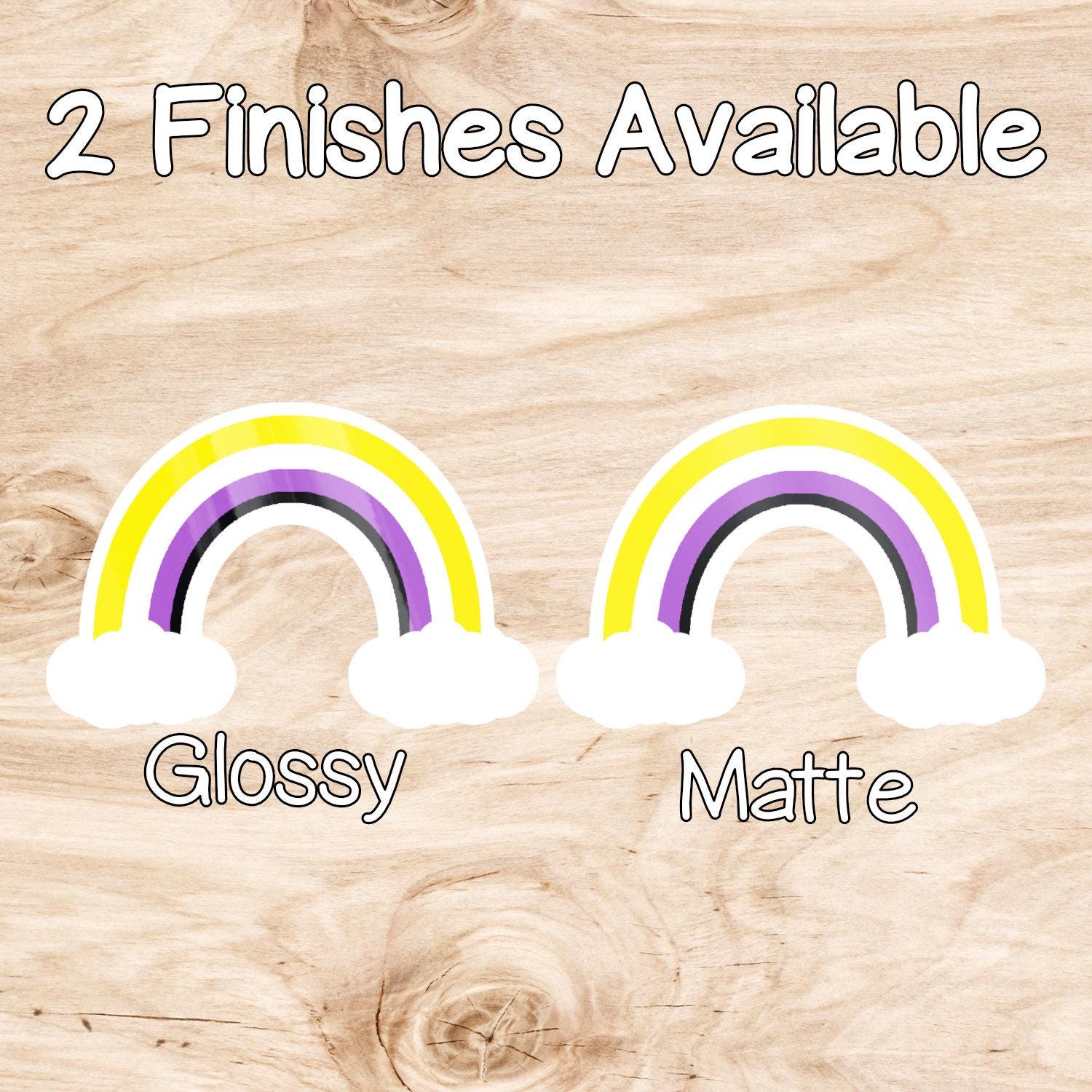 Non-Binary Rainbow with Clouds Sticker - Weatherproof Vinyl - LGBTQ+ Pride