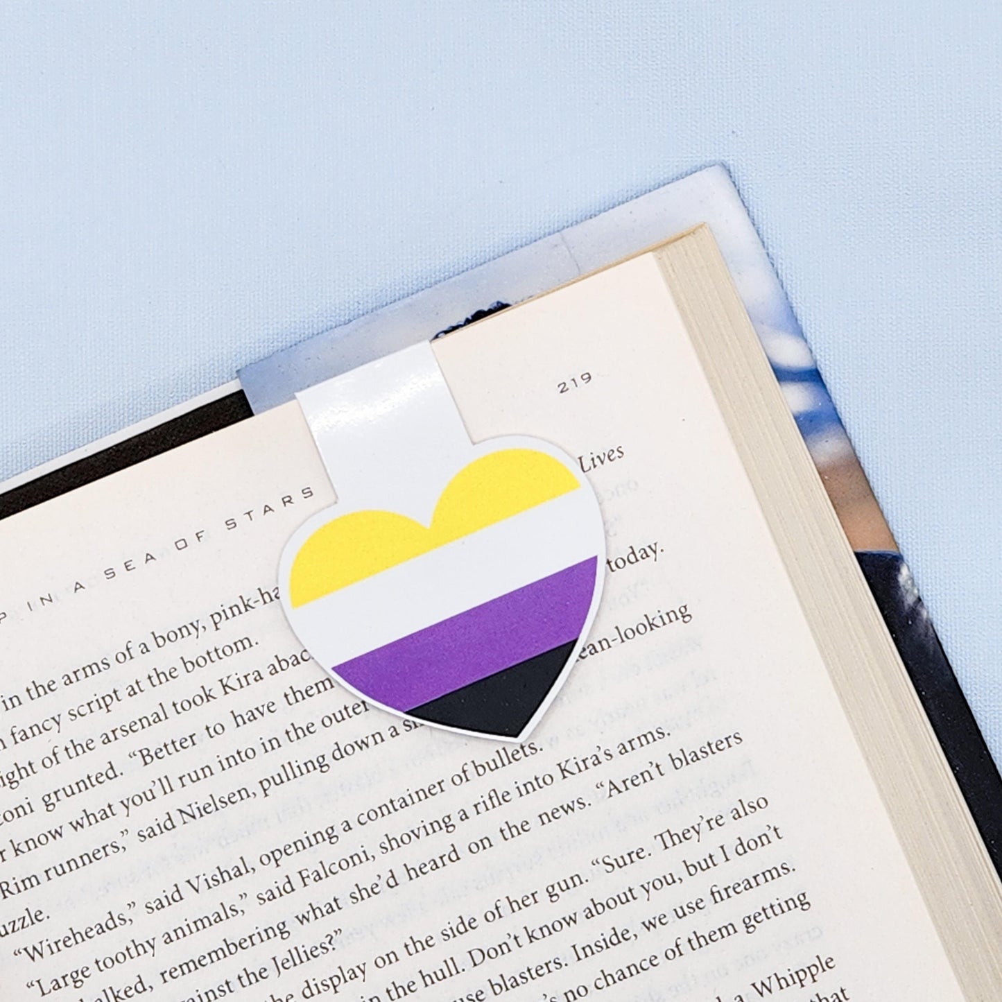 Non-Binary Pride Heart Die Cut Magnetic Bookmark