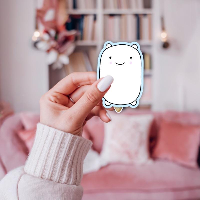 Marshmallow Bear Character Weatherproof Vinyl Die Cut Sticker