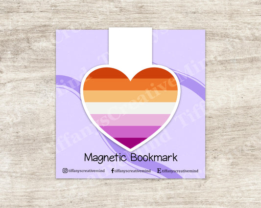 Lesbian Pride Heart Die Cut Magnetic Bookmark