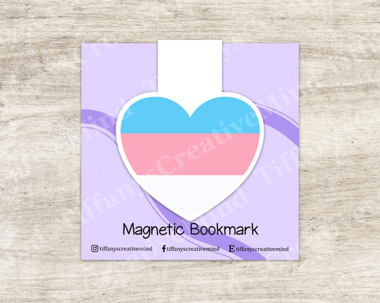 Transgender Pride Heart Magnetic Bookmark - LGBTQ+ Die Cut