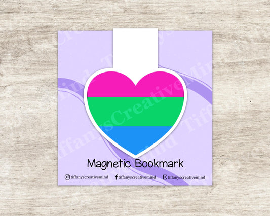 Polysexual LGBTQ Pride Heart Magnetic Bookmark