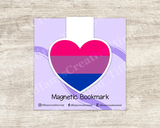 Bisexual LGBTQ Pride Heart Magnetic Bookmark