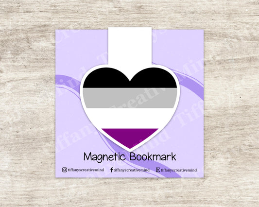 Asexual Pride Heart Magnetic Bookmark - LGBTQ+ Die Cut