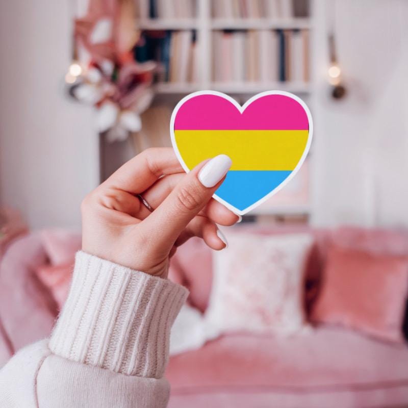 Pansexual Pride Heart Sticker: LGBTQ+ Die Cut Vinyl - Glossy, Matte, Holographic