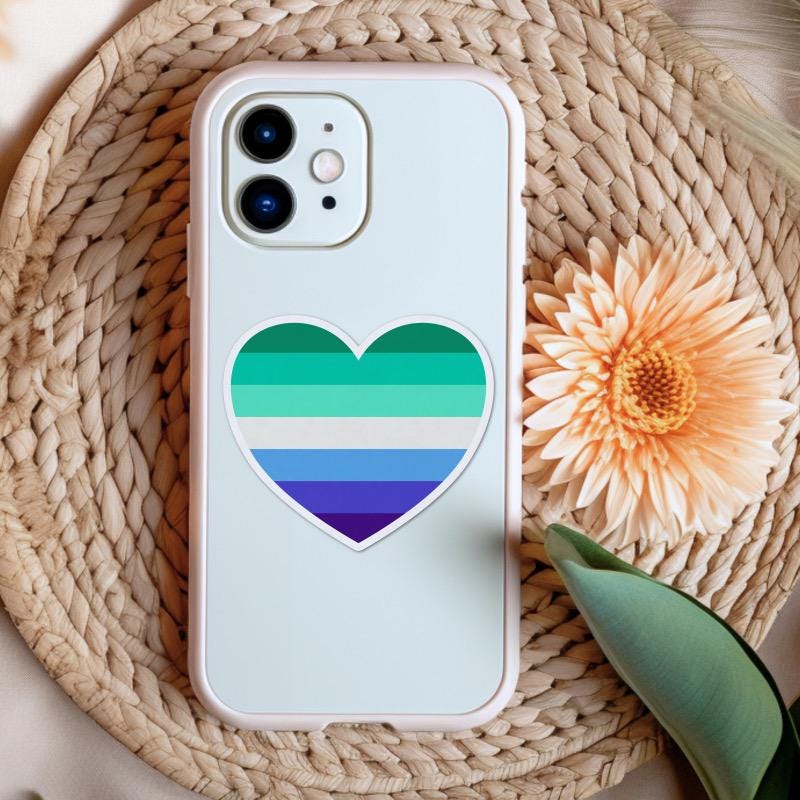 Gay Male LGBTQ+ Heart Sticker: Made with Vinyl Sticker Paper
