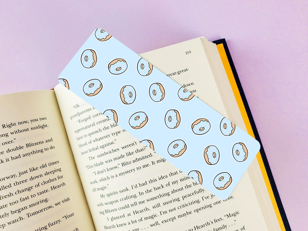 2x6 Pastel Blue Donut Pattern Bookmark