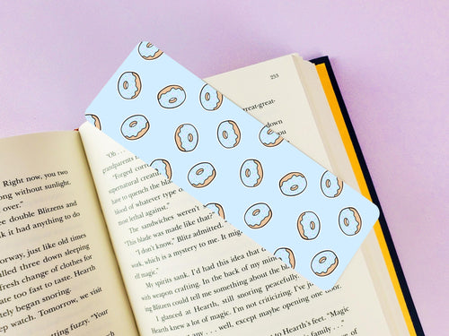2x6 Pastel Blue Donut Pattern Bookmark