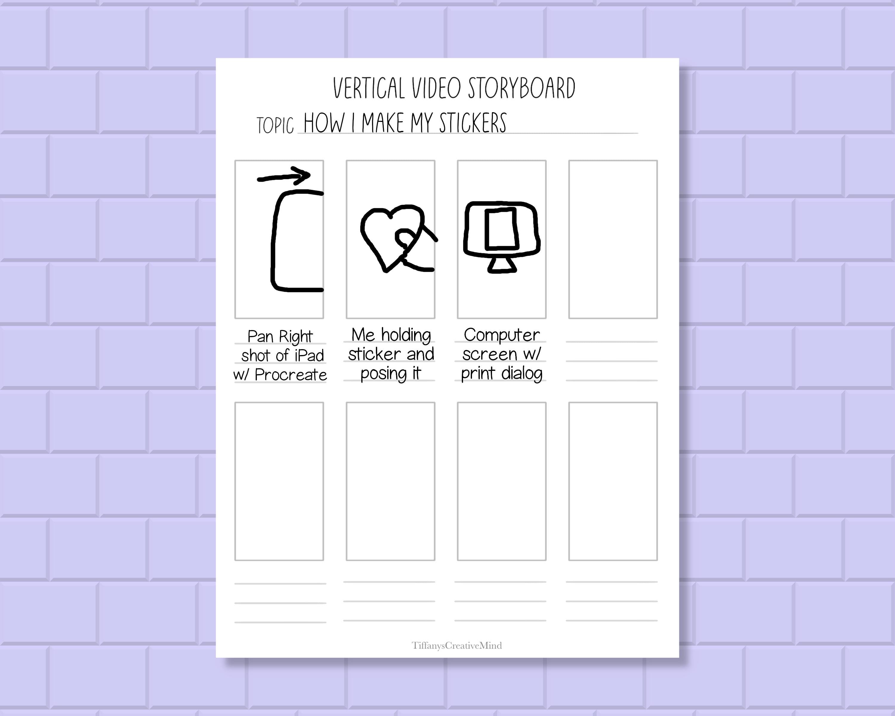 Storyboard Template for Vertical Video: PDF File