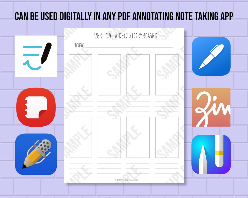 Storyboard Template for Vertical Video: PDF File
