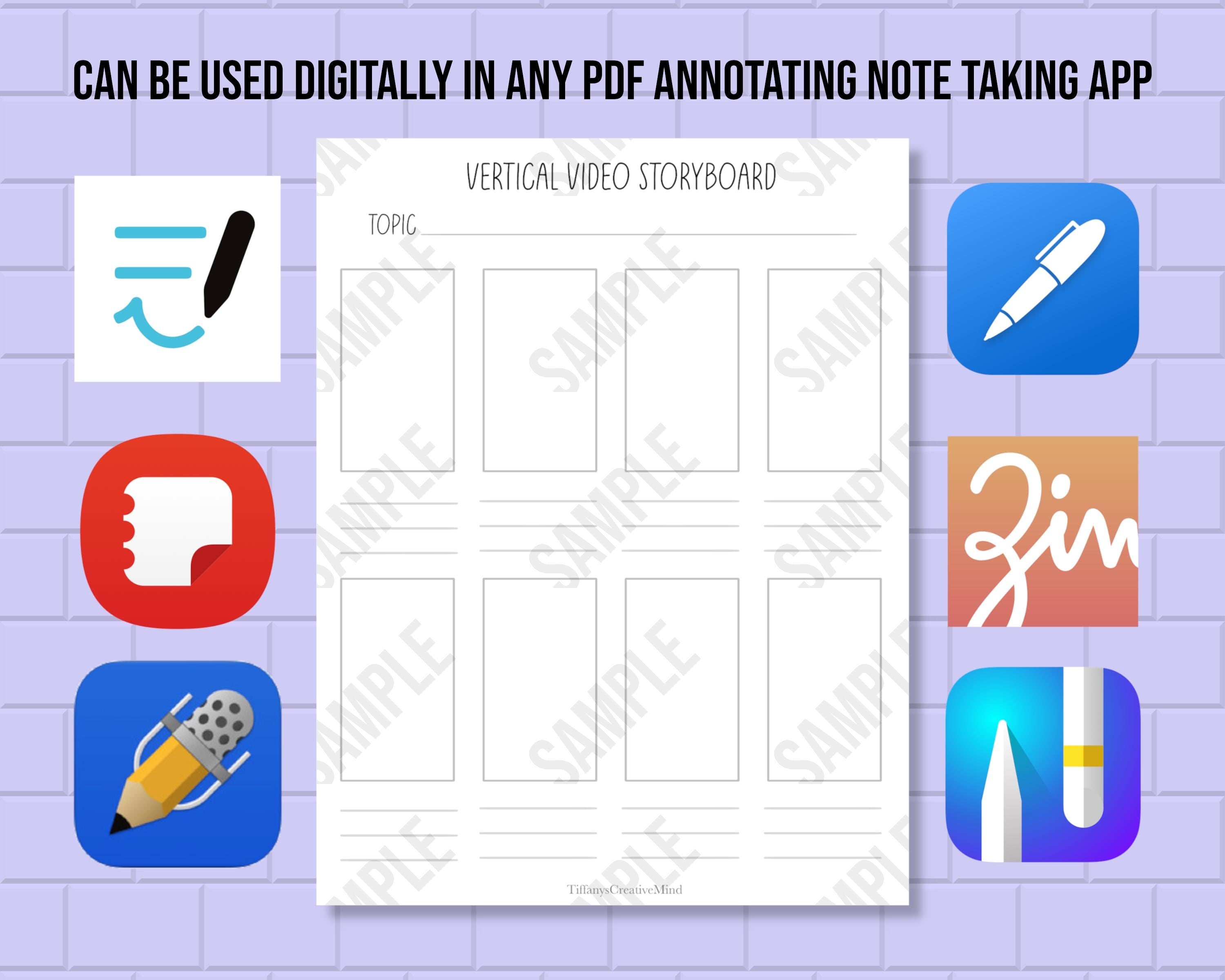 Storyboard Template for Vertical Video: PDF File