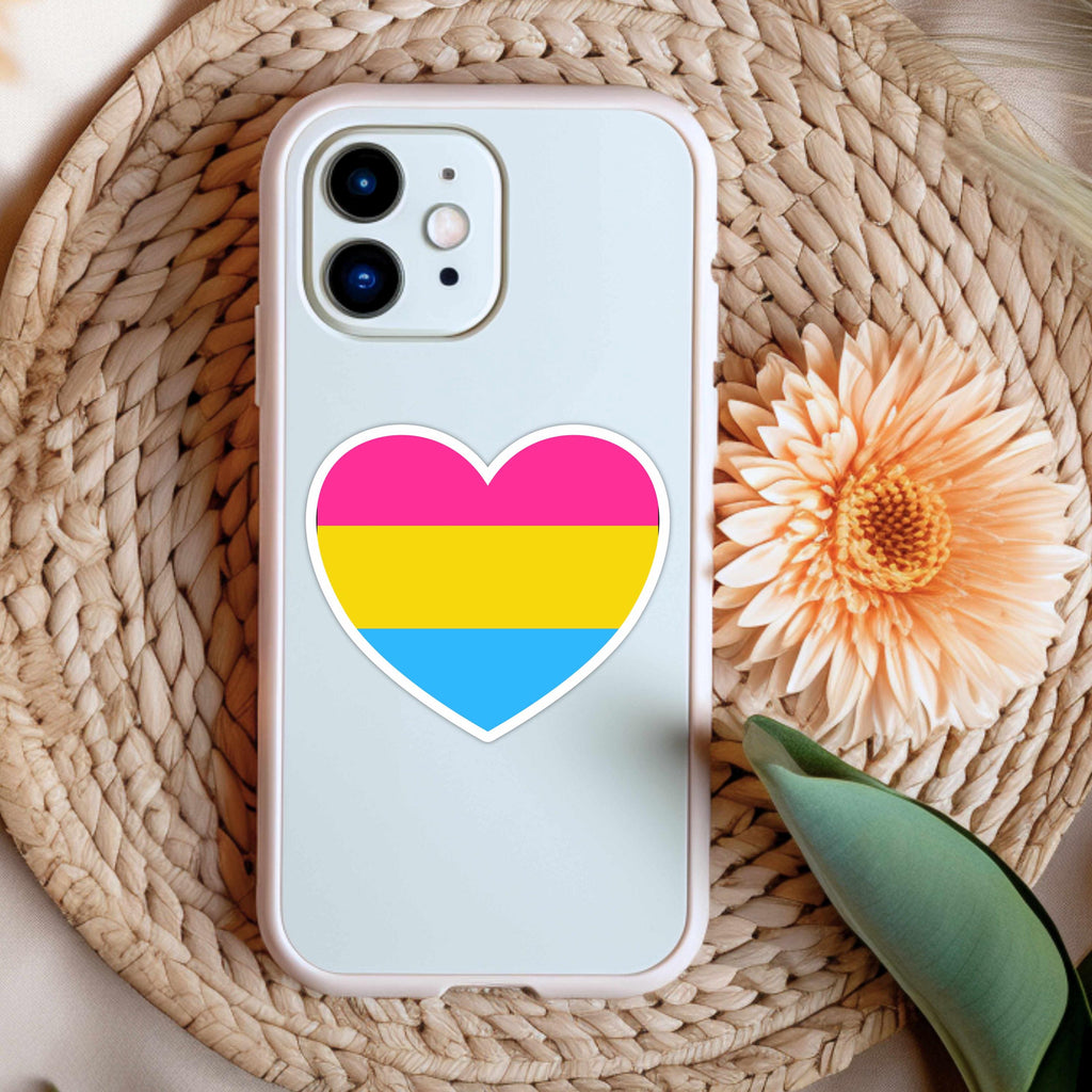 Pansexual Pride Heart Sticker: LGBTQ+ Die Cut Vinyl - Glossy, Matte, Holographic