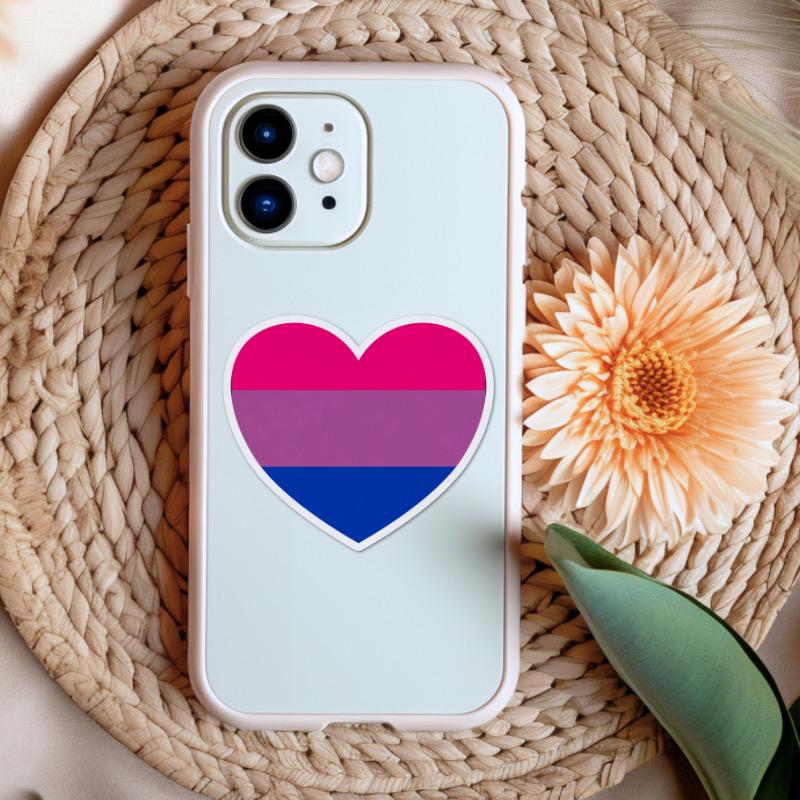 Bisexual LGBTQ+ Heart Sticker: Made with Vinyl Sticker Paper