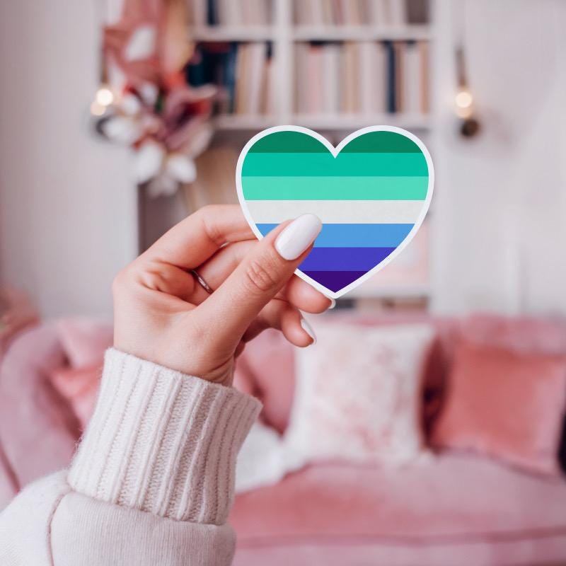 Gay Male LGBTQ+ Heart Sticker: Made with Vinyl Sticker Paper