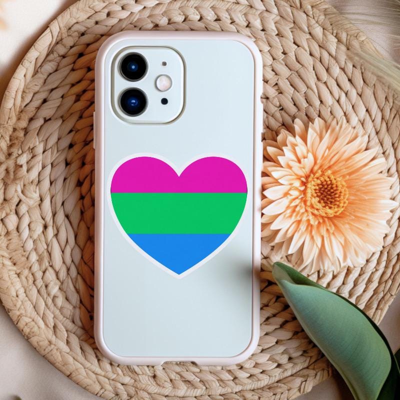 Polysexual Pride Heart Sticker - Weatherproof Vinyl Die Cut