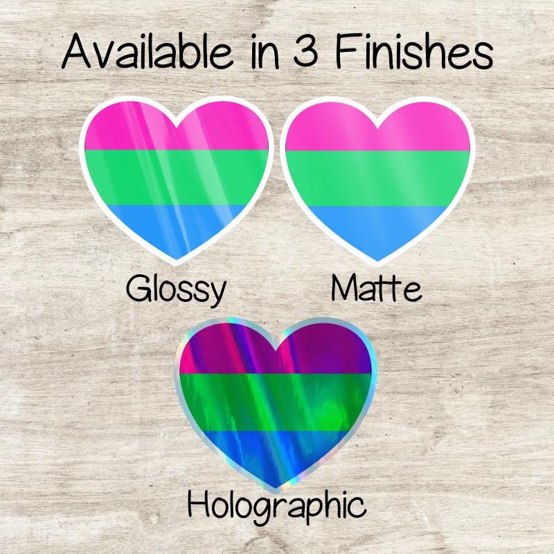 Polysexual Pride Heart Sticker - Weatherproof Vinyl Die Cut