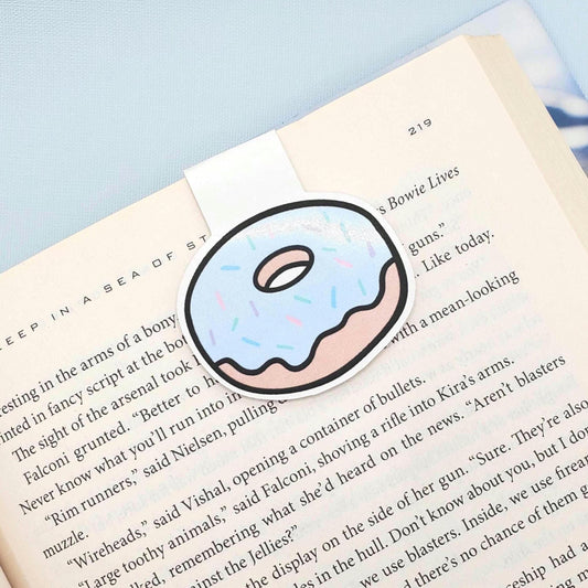Donut Magnetic Bookmark: Glossy, Double Sided Design, Pastel Blue
