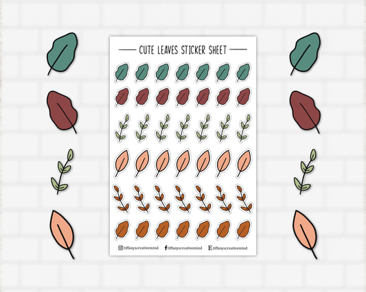 Cute Leaves Sticker Sheet: 4x6, Matte Weatherproof Vinyl