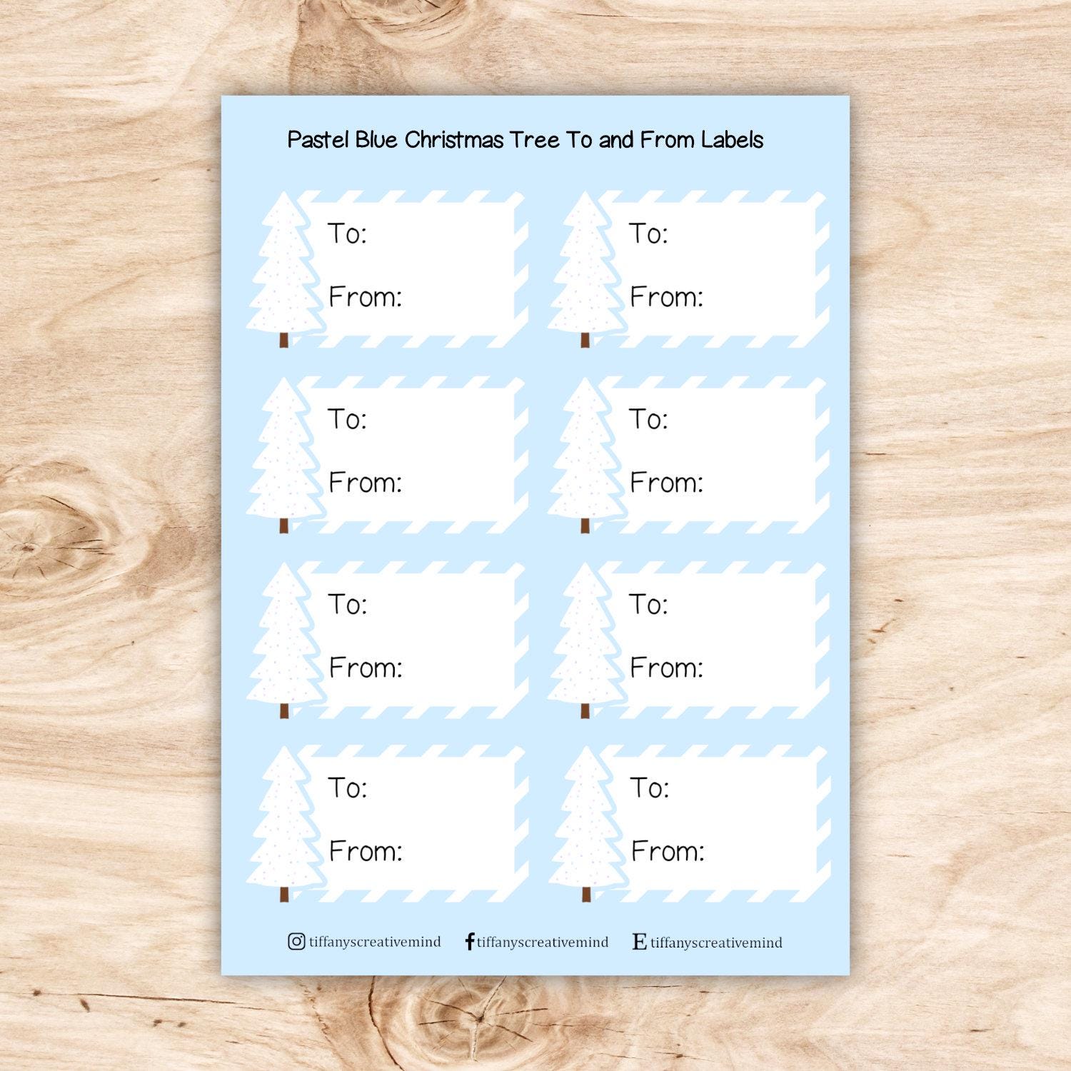 To and From Christmas Themed Label Sticker Sheet - 5x7 Size