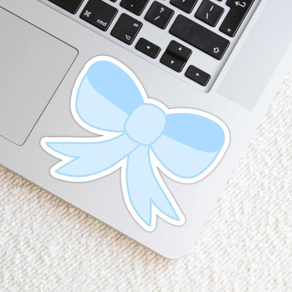 Blue Bow Vinyl Sticker – Waterproof Die-Cut Sticker for Laptop, Water Bottle & Planner