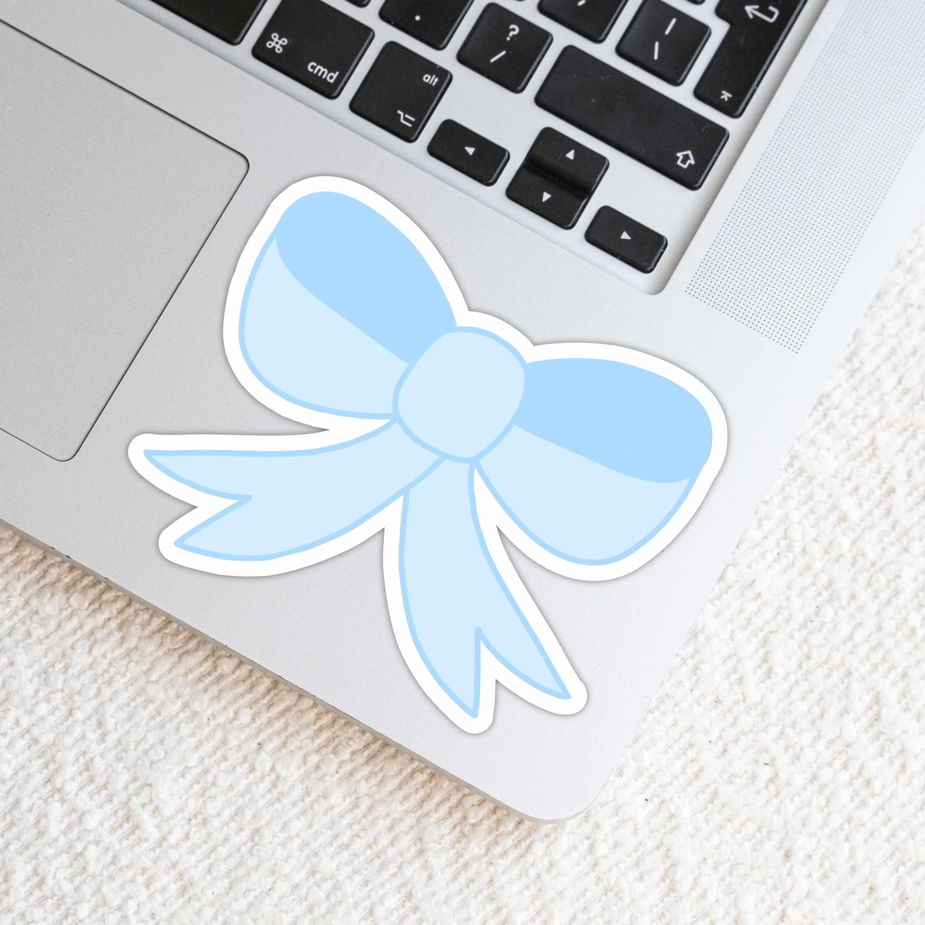 Blue Bow Vinyl Sticker – Waterproof Die-Cut Sticker for Laptop, Water Bottle & Planner