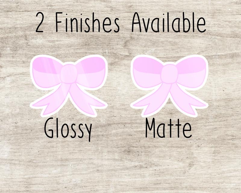 Pink Bow Sticker: Waterproof Vinyl, 3 inches, 2 inches, Matte, Glossy