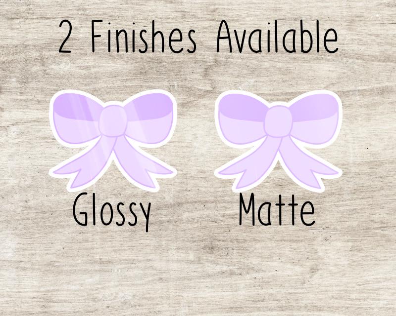 Purple Bow Sticker: Waterproof Vinyl, 3 inches, 2 inches, Matte, Glossy
