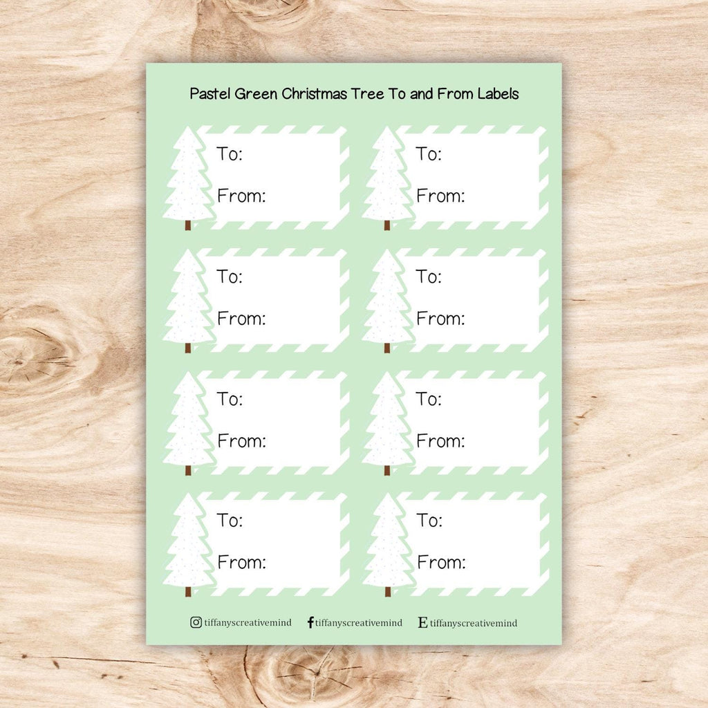 To and From Christmas Themed Label Sticker Sheet - 5x7 Size