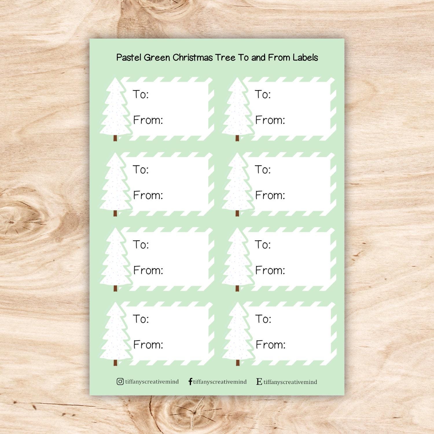 To and From Christmas Themed Label Sticker Sheet - 5x7 Size