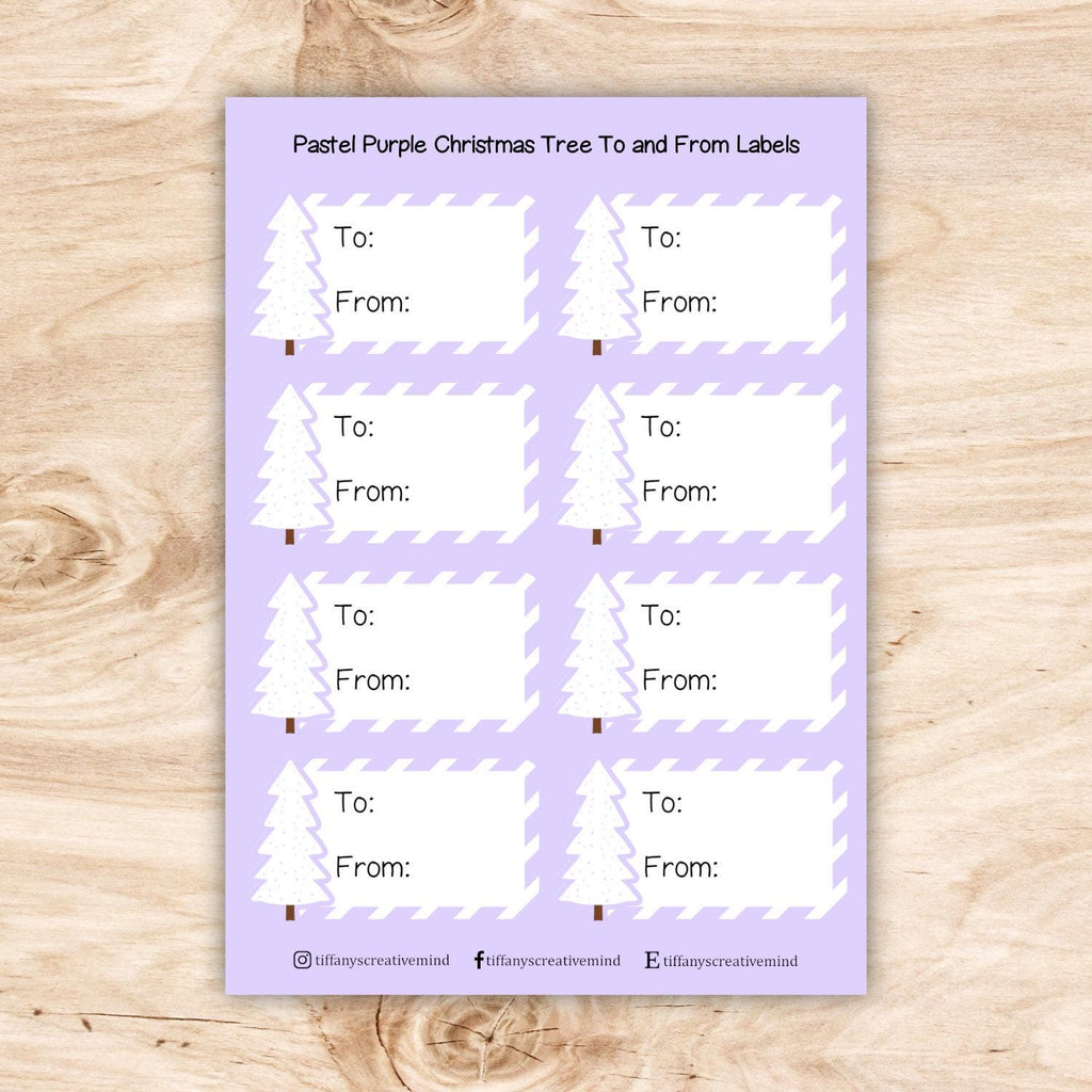 To and From Christmas Themed Label Sticker Sheet - 5x7 Size