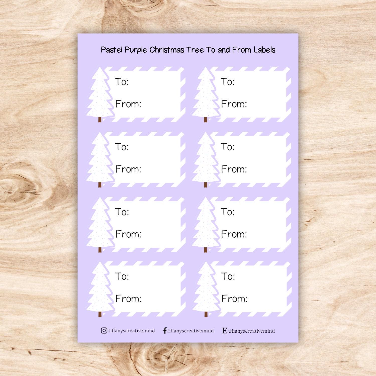 To and From Christmas Themed Label Sticker Sheet - 5x7 Size