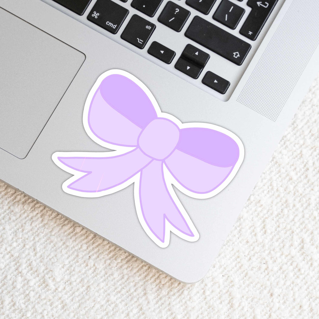 Purple Bow Sticker: Waterproof Vinyl, 3 inches, 2 inches, Matte, Glossy