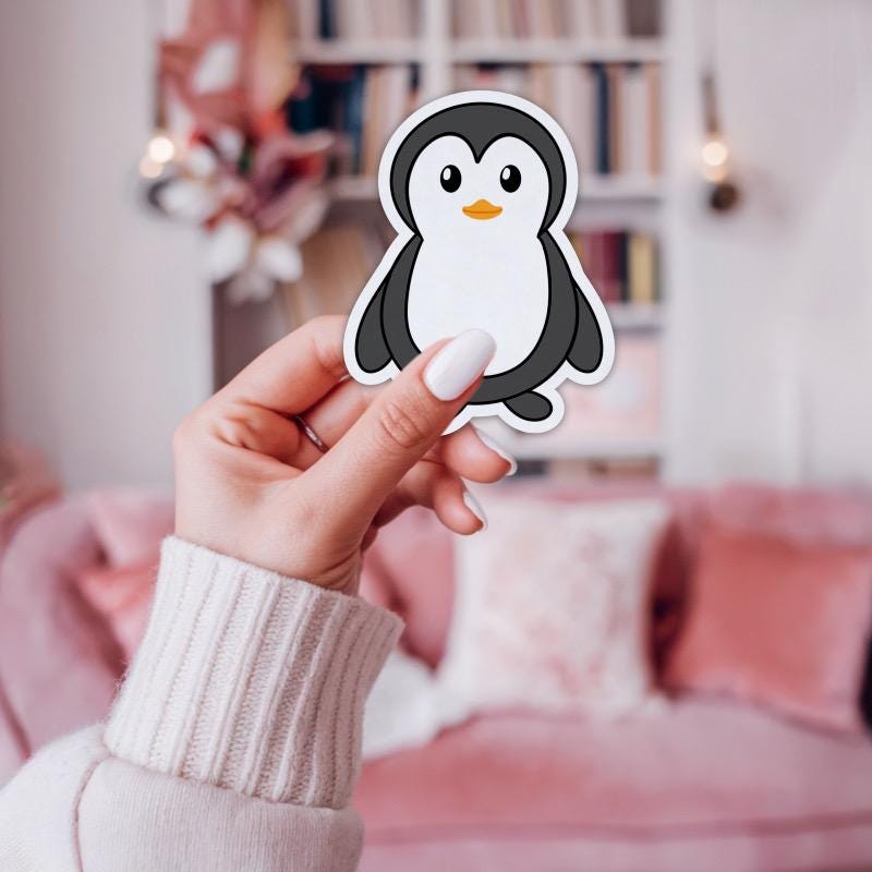 Waddles the Penguin DIe Cut Sticker