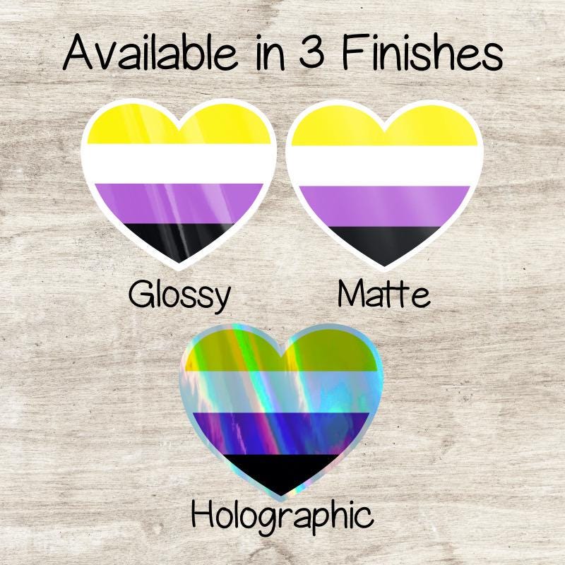 Non-Binary LGBTQ+ Heart Sticker: Made with Vinyl Sticker Paper