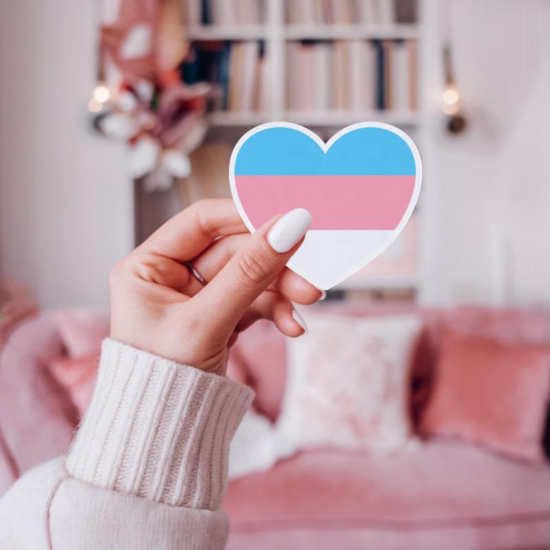 Transgender LGBTQ+ Heart Sticker: Made with Vinyl Sticker Paper