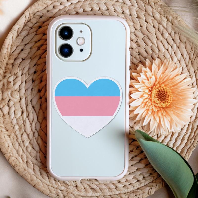Transgender LGBTQ+ Heart Sticker: Made with Vinyl Sticker Paper