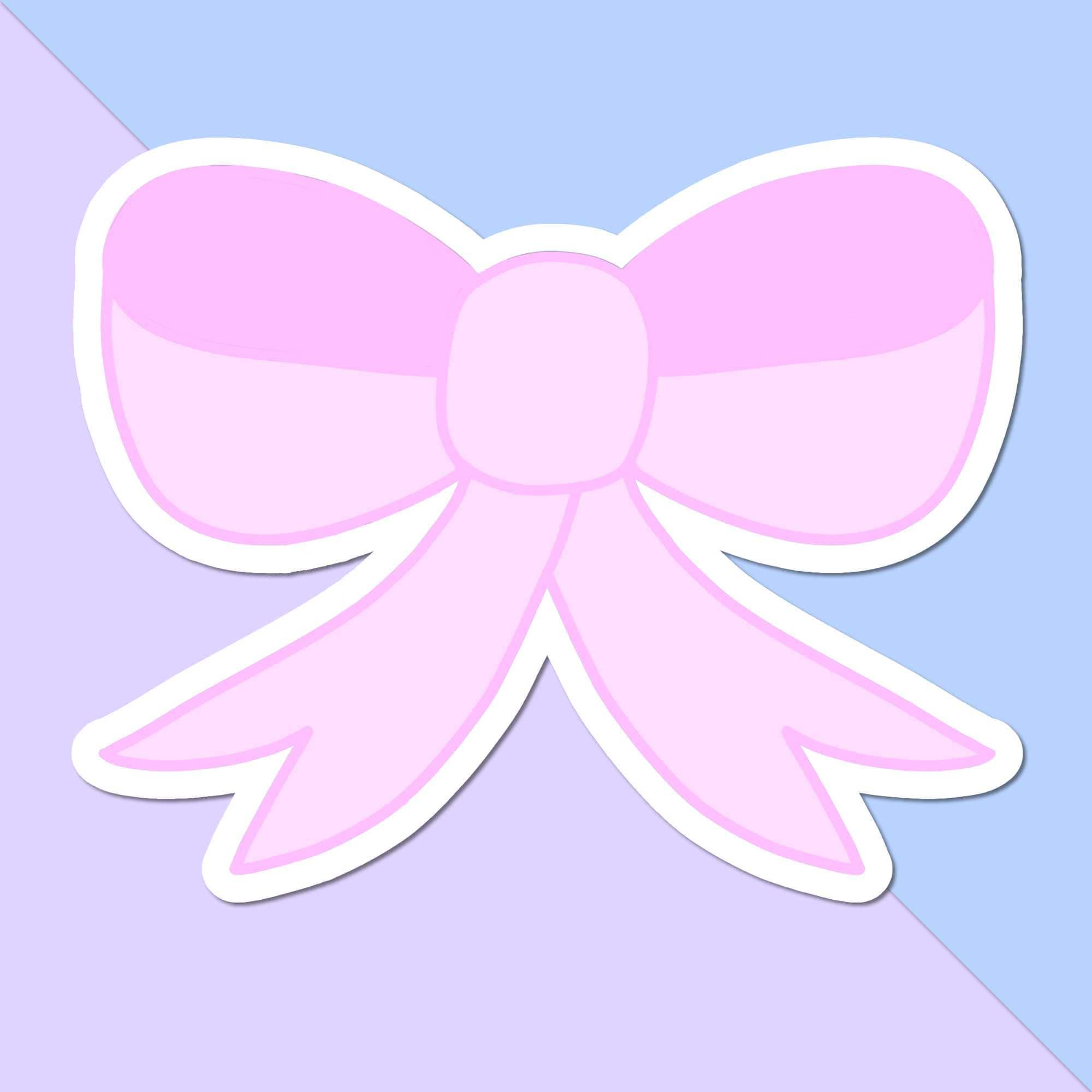 Pink Bow Sticker: Waterproof Vinyl, 3 inches, 2 inches, Matte, Glossy