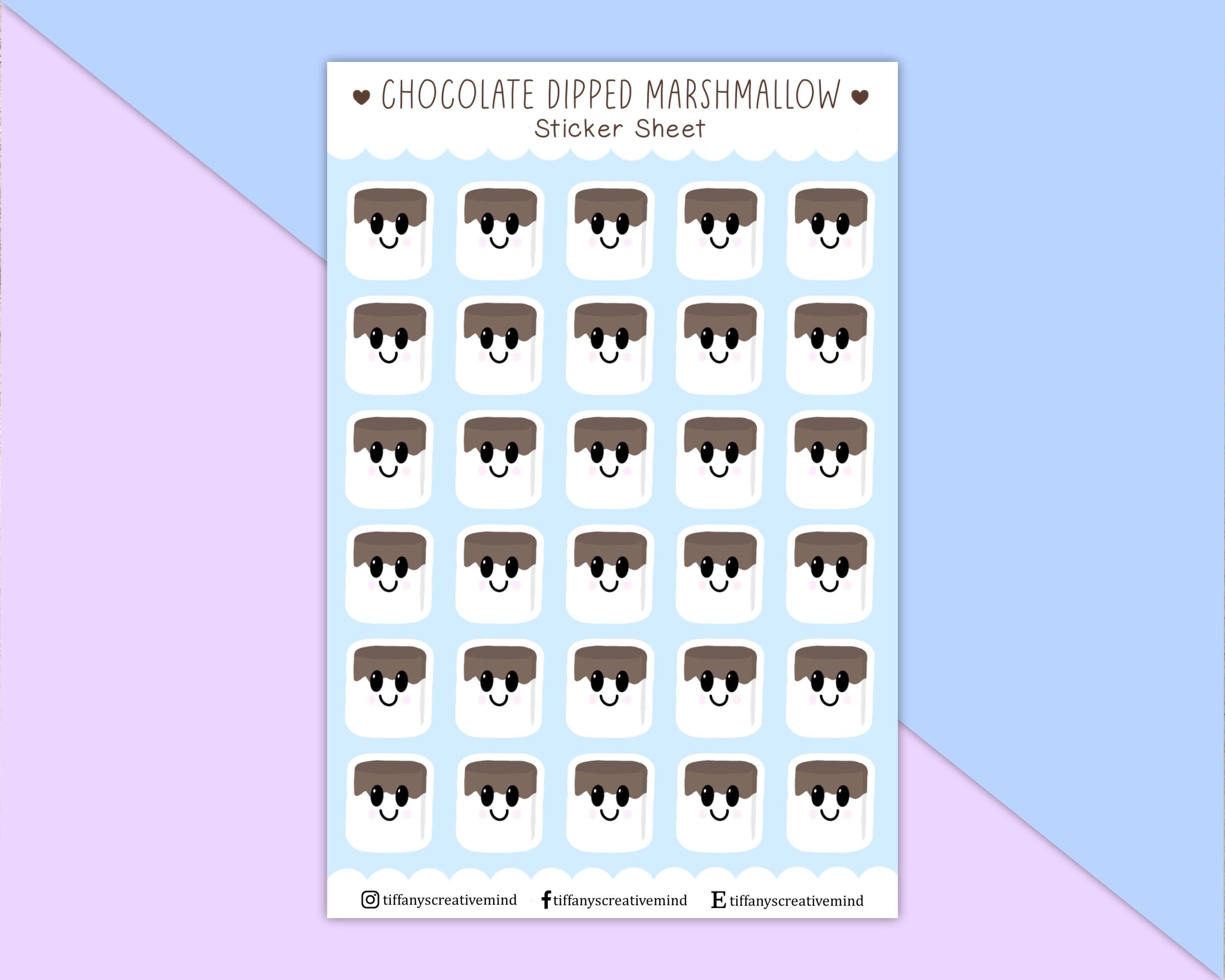 Chocolate Dipped Marshmallows 4x6 inch Sticker Sheet