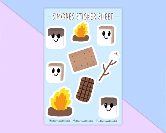 S’mores Sticker Sheet: 4x6, Weatherproof Vinyl