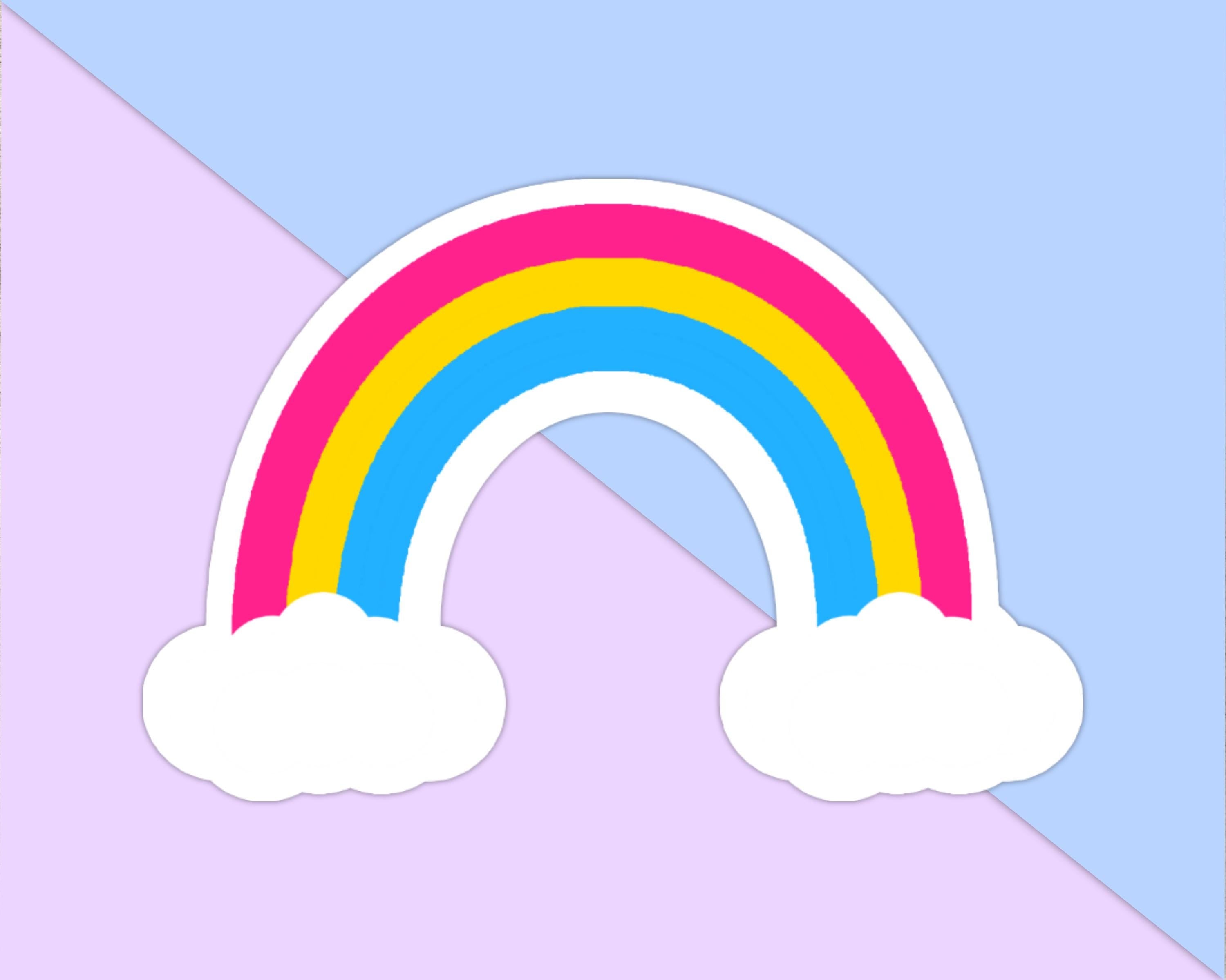 Pansexual Rainbow with Clouds Sticker - Weatherproof Vinyl - LGBTQ+ Pride