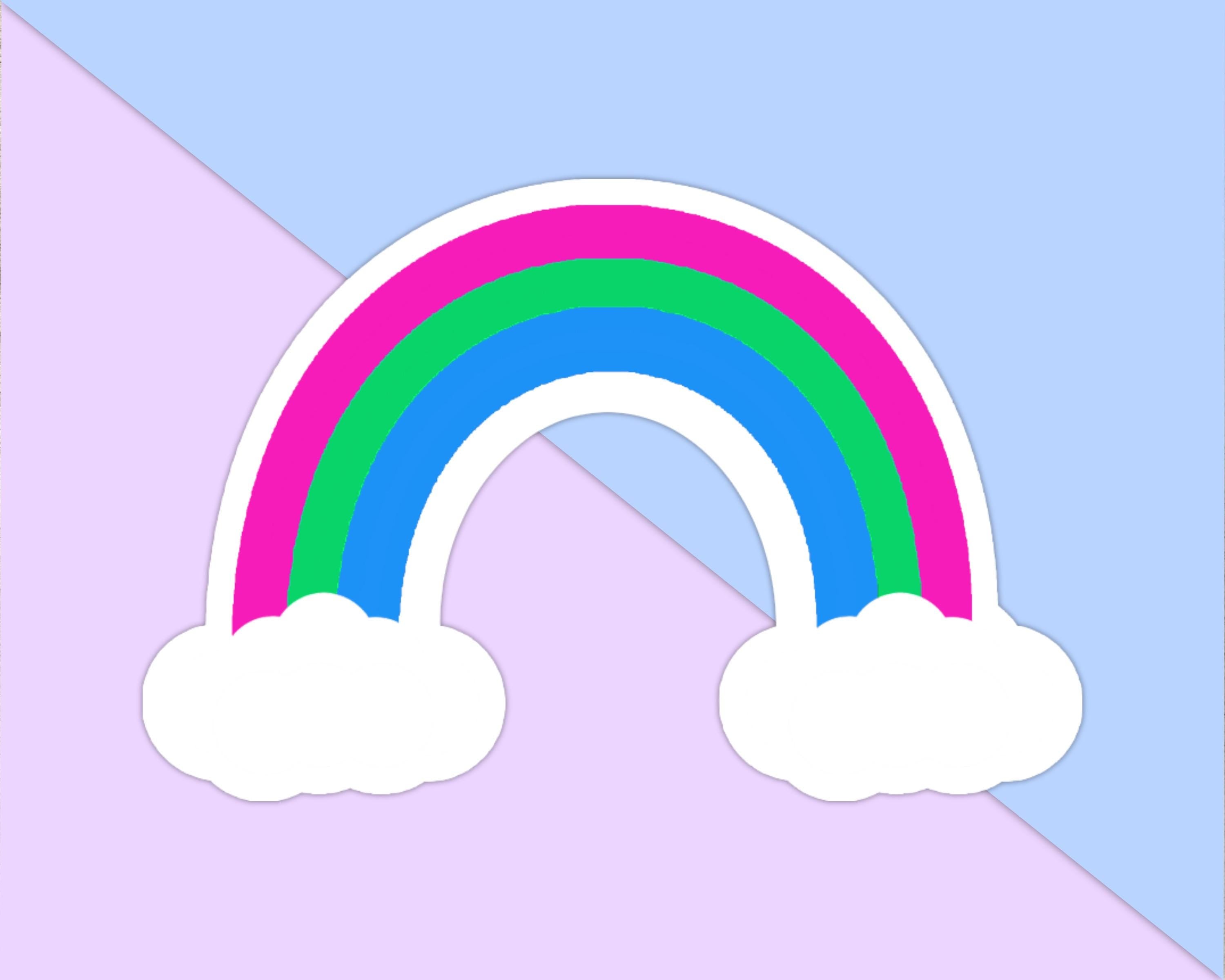Polysexual Rainbow with Clouds Sticker - Weatherproof Vinyl - LGBTQ+ Pride
